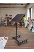 hodbehod Eğim ve Yerden Yükseklik Ayarlı Tekerli Resim Ressam Tuval Sehpası Masası thumbnail 1