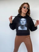 Kadın Gold Aksesuar Detaylı Kapüşonlu Sweat Siyah - 1