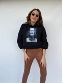 Kadın Gold Aksesuar Detaylı Kapüşonlu Sweat Siyah - 2