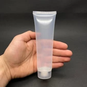 Şeffaf Boş Krem Tüpü 100ml , Vidalı Kapaklı Merhem Tüpü ,  Şeffaf Lipgloss Tüp 100 ml x 3 Adet thumbnail 1