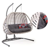 Capri Swing Oylat Çiftli Rattan Bahçe Salıncağı | Balkon Salıncağı - 3