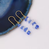 925 Ayar Gümüş Doğal Akuamarin ve Kuvars Taşlı Sallantı Küpe - ES00144 thumbnail 2