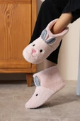 Albishoes Kadın Tavşan Figürlü Ev Botu Panduf Anne Çocuk Yumuşak Rahat Sessiz Taban Ev Ayakkabısı thumbnail 2