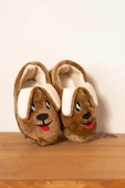 Albishoes Unisex Çocuk Panduf Ev Patiği Pamuk Astarlı Köpek Figürlü Ev Kreş Ayakkabı Sevimli Köpek - 1