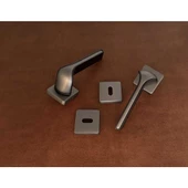 Posh Mat Skoç Füme Siyah Kare Rozetli Zamak Oda Kapı Kolu 1 Takım - 1