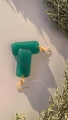 Parlak Çimen Yeşili Renkli Dikdörtgen Şekil Gold Aksesuarlı Küpe El Yapımı Epoksi Hediyelik - 7