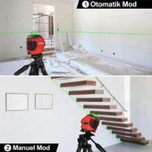 KOBB KBL88G 25M Profesyonel Yatay 360° ve Dikey Otomatik Hizalamalı Nokta Şakül ve Yeşil Çapraz Çizgi Lazer Distomat - 8