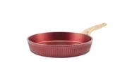 28 cm Febern Premium Bio Granit Alüminyum Döküm Nisch Tava (Metalik Kırmızı-Açık Ahşap Kulp) - 3