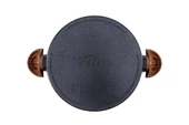 26 cm Febern Premium Bio Granit Alüminyum Döküm Nisch Tencere (Siyah-Koyu Ahşap Kulp) - 2