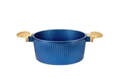 22 cm Febern Premium Bio Granit Alüminyum Döküm Nisch Tencere (Klasik Mavi-Açık Ahşap Kulp) - 2