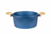 24 cm Febern Premium Bio Granit Alüminyum Döküm Nisch Tencere (Klasik Mavi-Açık Ahşap Kulp) - 2