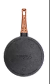 24 cm Febern Premium Bio Granit Alüminyum Döküm Nisch Tava (Siyah-Koyu Ahşap Kulp) - 1