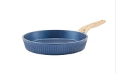 24 cm Febern Premium Bio Granit Alüminyum Döküm Nisch Tava (Klasik Mavi-Açık Ahşap Kulp) - 1
