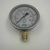 Manometre Gliserinli Alttan Çıkışlı Q100 - 0 - 25 Bar 1/2 - 4