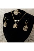 Baget Taşlı Kolye Küpe Ve Yüzük Set - 2