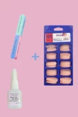100'lü Kutulu Balerin Protez Takma Tırnak+7 Aşamalı Törpü+Tırnak Yapıştırıcı Set thumbnail 1