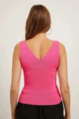 Kadın Merdiven Yaka Crop Triko Bluz - 12
