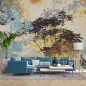 Ağaç Silueti Halı Deseni Duvar Kağıdı Baskı thumbnail 1
