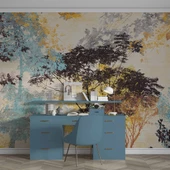 Ağaç Silueti Halı Deseni Duvar Kağıdı Baskı thumbnail 4