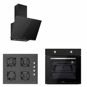 Silverline Luno Siyah Cam Ankastre Set 3481 - Cs5335b01 - Bo6501b01 - 1