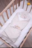 Babyhola Triko Battaniye Kundak Tokası Pamuk Örtü Bere 4'lü Kutulu Set Bebek Hediyesi 12799 - 1
