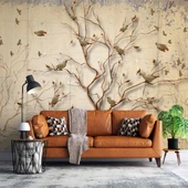 Sonbahar Kuş ve Ağaç Temalı Duvar Kağıdı Baskı thumbnail 1