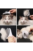 Otomatik Temizlenen Tuşlu Evcil Hayvan Fırçası Kedi Köpek Tüy Toplayıcı Tarak Gri - 4