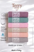 Terry Home Sare Organik Pamuklu 6 Adet El-Yüz Havlu Seti 50x90 cm - 3