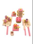 Minik Şeflerin Rüyası: Standlı Ahşap Minyatür Oyuncak Komple Mutfak Seti - 2