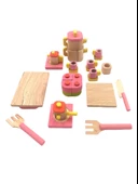 Minik Şeflerin Rüyası: Standlı Ahşap Minyatür Oyuncak Komple Mutfak Seti - 3