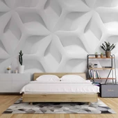 3 Boyutlu Beyaz Kabartma Görünümlü Duvar Kağıdı Baskı thumbnail 2
