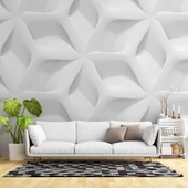 3 Boyutlu Beyaz Kabartma Görünümlü Duvar Kağıdı Baskı thumbnail 1