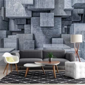 3 Boyutlu Beton Küp Görünümlü Duvar Kağıdı Baskı thumbnail 1