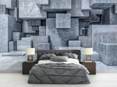 3 Boyutlu Beton Küp Görünümlü Duvar Kağıdı Baskı thumbnail 2