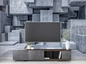 3 Boyutlu Beton Küp Görünümlü Duvar Kağıdı Baskı thumbnail 3