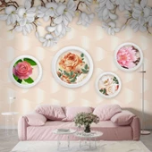 3 Boyutlu  Çiçek Panel Duvar Kağıdı Baskı thumbnail 1