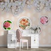 3 Boyutlu  Çiçek Panel Duvar Kağıdı Baskı thumbnail 4