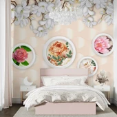 3 Boyutlu  Çiçek Panel Duvar Kağıdı Baskı thumbnail 2
