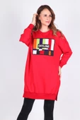 Kadın Renkli Uzun Sweatshirt Tesettür Tunik - 6