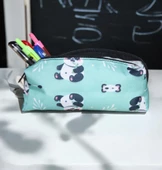 Yeşil Panda Desenli Tatlı Kalemlik - Okul Kalemliği-Makyaj Çantası - 4