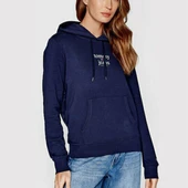 Tommy Jeans Kapüşon Yaka Mavi Kadın Sweatshırt DW0DW13573 - 4
