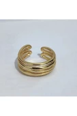 Çizgili Model Altın Kaplama Bijuteri Yüzük thumbnail 3