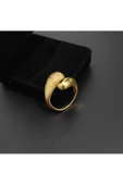İkili Damla Modeli Simli Altın Kaplama Bijuteri Yüzük 1 thumbnail 3