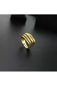 Beş Çizgili Model Altın Kaplama Bijuteri Yüzük thumbnail 4