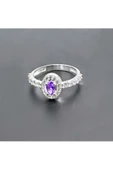Mor Baget Taşlı Oval Yüzük 925 Ayar Gümüş thumbnail 2