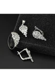 Damla Taşlı Anturaj Dörtlü Set 925 Ayar Gümüş(Yüzük, Bir Çift Küpe, Kolye Ucu) - 2