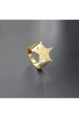 Zirkon Taşlı Yıldız Modeli Altın Kaplama Bijuteri Yüzük thumbnail 1
