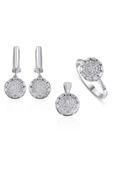 Gümüş (925 Ayar) Zirkon Taşlı Dörtlü Set (Yüzük, Bir Çift Küpe, Kolye Ucu) thumbnail 1