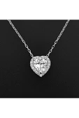 Taşlı Kalp Zincirli Kolye Ucu 925 Ayar Gümüş thumbnail 2
