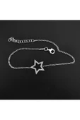 Yıldızlı Taşlı Zincirli Bileklik 925 Ayar Gümüş thumbnail 2